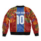 Custom DR Congo National Football Sleeve Zip Bomber Jacket The Leopards Tropical Jungle Leaf Botanical Art