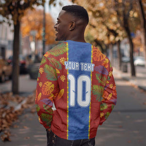 Custom DR Congo National Football Sweatshirt The Leopards Tropical Jungle Leaf Botanical Art