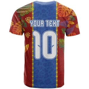 Custom DR Congo National Football T shirt The Leopards Tropical Jungle Leaf Botanical Art