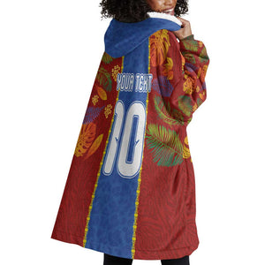 Custom DR Congo National Football Wearable Blanket Hoodie The Leopards Tropical Jungle Leaf Botanical Art