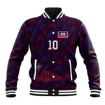 Custom Haiti National Football Baseball Jacket Les Grenadiers Feather Pattern Coat Of Arms Art