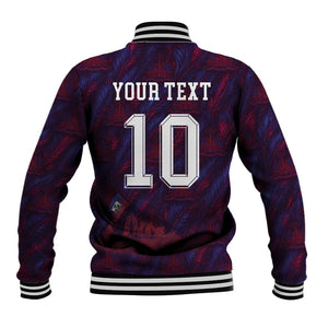 Custom Haiti National Football Baseball Jacket Les Grenadiers Feather Pattern Coat Of Arms Art