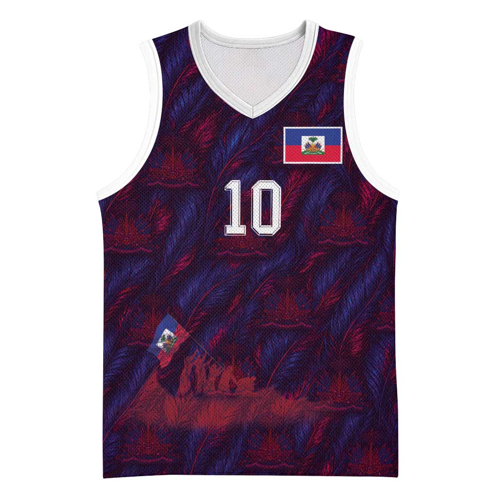 Custom Haiti National Football Basketball Jersey Les Grenadiers Feather Pattern Coat Of Arms Art