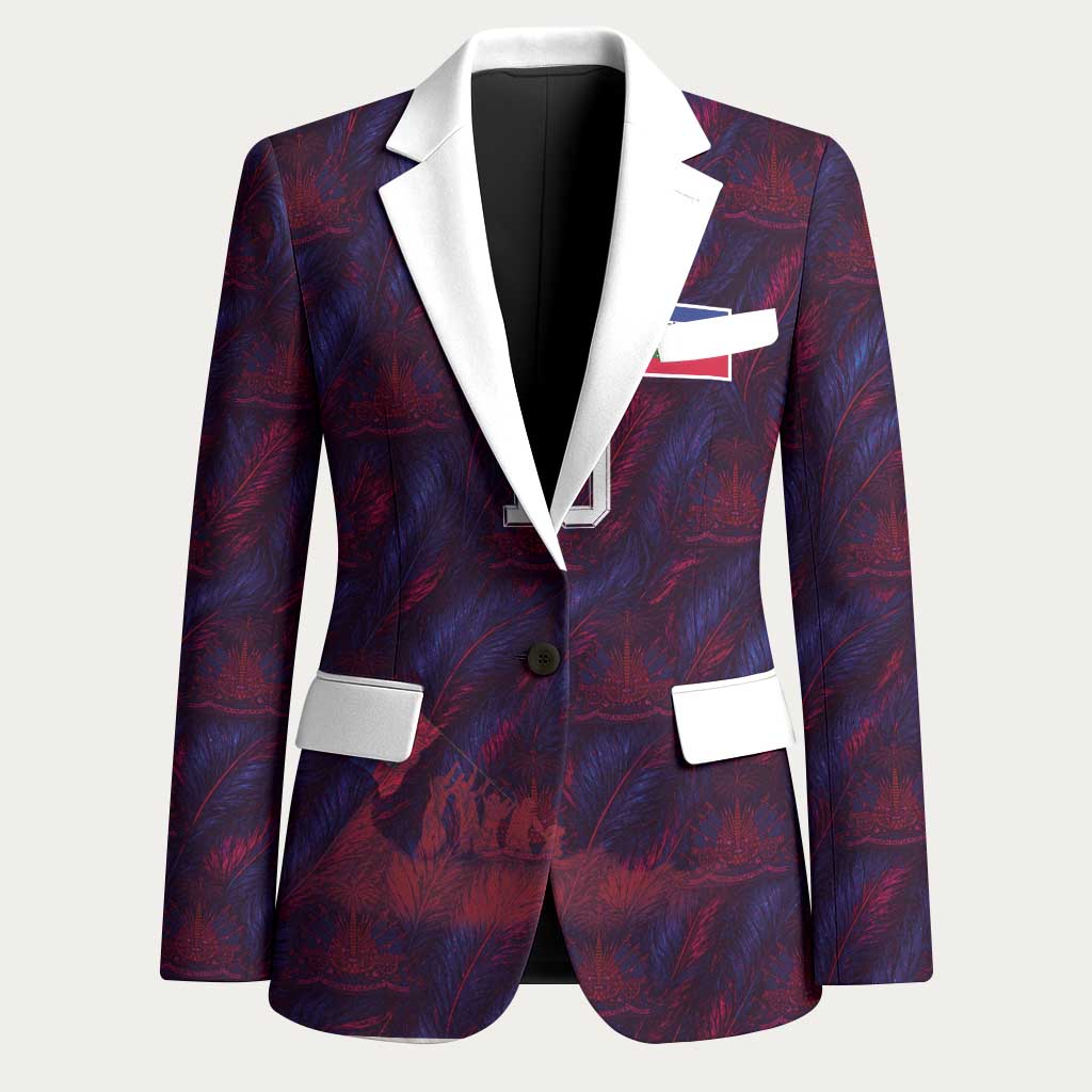 Custom Haiti National Football Blazer Les Grenadiers Feather Pattern Coat Of Arms Art