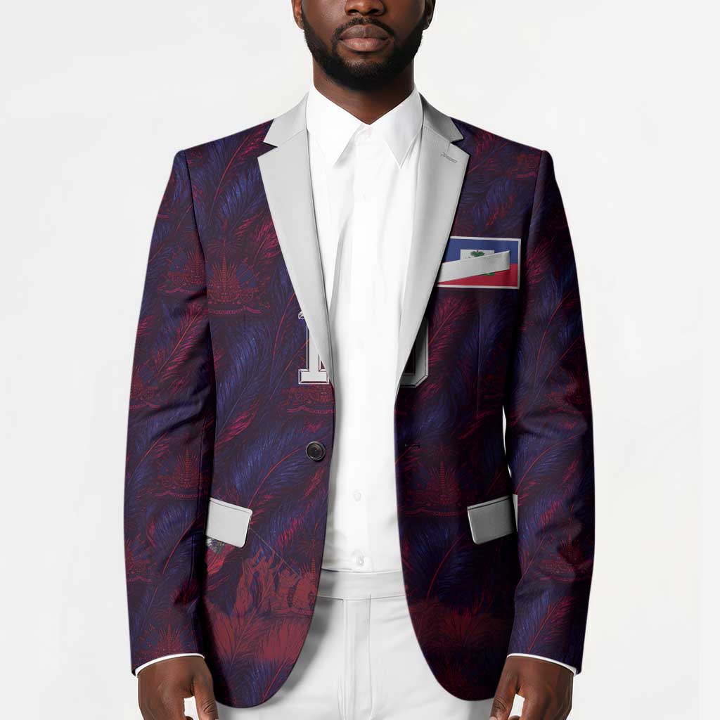 Custom Haiti National Football Blazer Les Grenadiers Feather Pattern Coat Of Arms Art