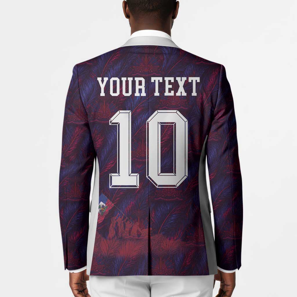Custom Haiti National Football Blazer Les Grenadiers Feather Pattern Coat Of Arms Art