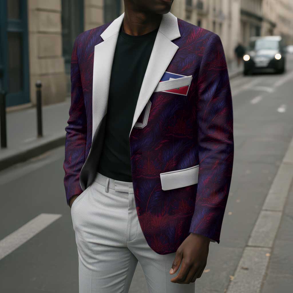 Custom Haiti National Football Blazer Les Grenadiers Feather Pattern Coat Of Arms Art