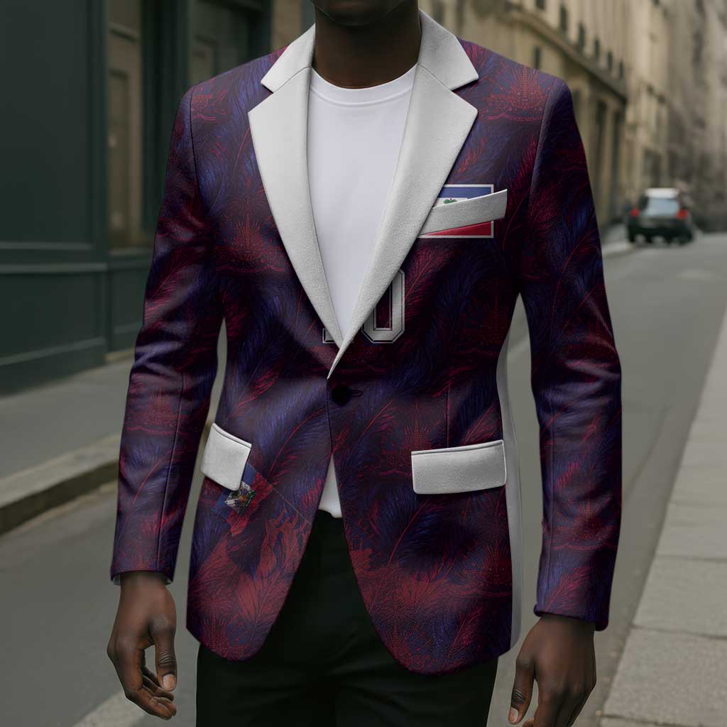 Custom Haiti National Football Blazer Les Grenadiers Feather Pattern Coat Of Arms Art