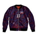Custom Haiti National Football Bomber Jacket Les Grenadiers Feather Pattern Coat Of Arms Art