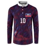 Custom Haiti National Football Button Sweatshirt Les Grenadiers Feather Pattern Coat Of Arms Art