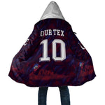 Custom Haiti National Football Cloak Les Grenadiers Feather Pattern Coat Of Arms Art
