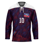 Custom Haiti National Football Hockey Jersey Les Grenadiers Feather Pattern Coat Of Arms Art