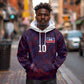 Custom Haiti National Football Hoodie Les Grenadiers Feather Pattern Coat Of Arms Art