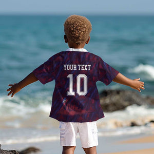 Custom Haiti National Football Kid Hawaiian Shirt Les Grenadiers Feather Pattern Coat Of Arms Art