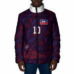 Custom Haiti National Football Padded Jacket Les Grenadiers Feather Pattern Coat Of Arms Art