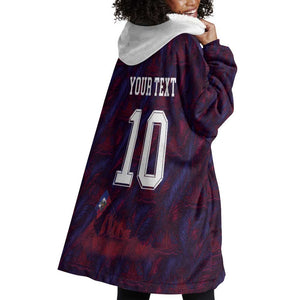 Custom Haiti National Football Wearable Blanket Hoodie Les Grenadiers Feather Pattern Coat Of Arms Art