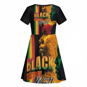 Afro - Black History Month Kid Short Sleeve Dress Black Soul - I'm Black Every Month