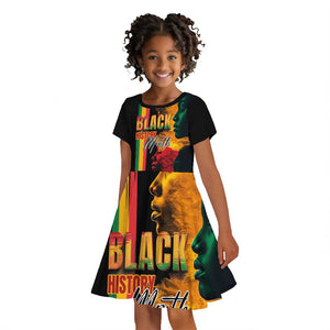 Afro - Black History Month Kid Short Sleeve Dress Black Soul - I'm Black Every Month