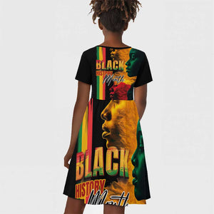 Afro - Black History Month Kid Short Sleeve Dress Black Soul - I'm Black Every Month