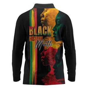 Afro - Black History Month Long Sleeve Polo Shirt Black Soul - I'm Black Every Month