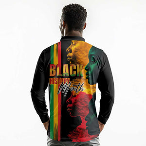 Afro - Black History Month Long Sleeve Polo Shirt Black Soul - I'm Black Every Month