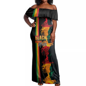 Afro - Black History Month Off Shoulder Maxi Dress Black Soul - I'm Black Every Month