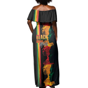 Afro - Black History Month Off Shoulder Maxi Dress Black Soul - I'm Black Every Month