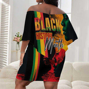 Afro - Black History Month Off Shoulder Short Dress Black Soul - I'm Black Every Month