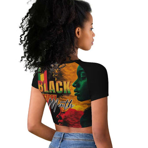 Afro - Black History Month Raglan Cropped T shirt Black Soul - I'm Black Every Month