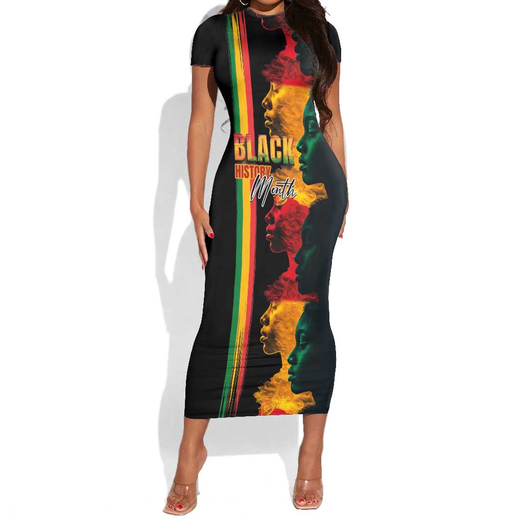 Afro - Black History Month Short Sleeve Bodycon Dress Black Soul - I'm Black Every Month