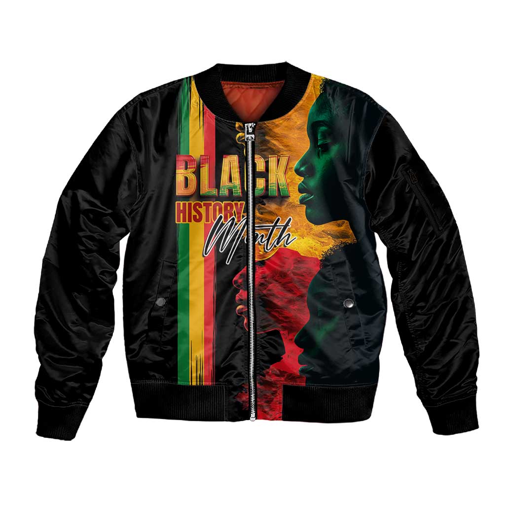 Afro - Black History Month Sleeve Zip Bomber Jacket Black Soul - I'm Black Every Month