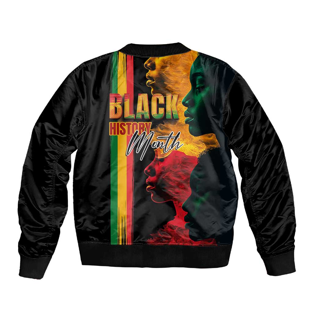 Afro - Black History Month Sleeve Zip Bomber Jacket Black Soul - I'm Black Every Month