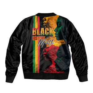 Afro - Black History Month Sleeve Zip Bomber Jacket Black Soul - I'm Black Every Month