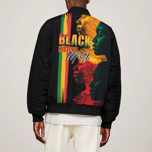 Afro - Black History Month Sleeve Zip Bomber Jacket Black Soul - I'm Black Every Month