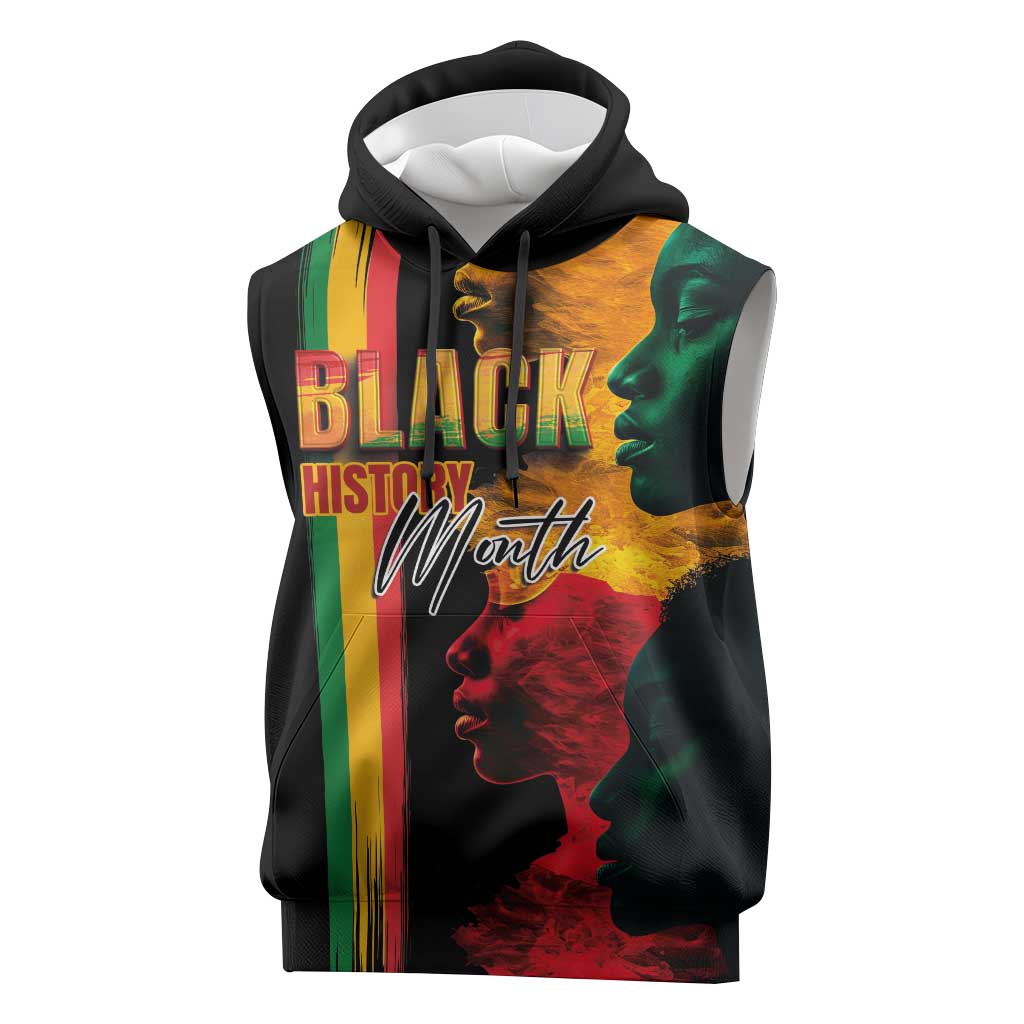Afro - Black History Month Sleeveless Hoodie Black Soul - I'm Black Every Month - African Pride