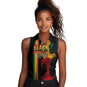 Afro - Black History Month Women Sleeveless Polo Shirt Black Soul - I'm Black Every Month