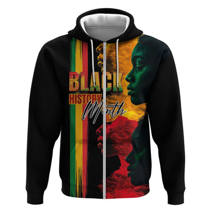 Afro - Black History Month Zip Hoodie Black Soul - I'm Black Every Month