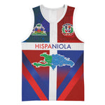 Hispaniola Basketball Jersey Haiti and Dominican Republic Emblems and Flag Style LT03