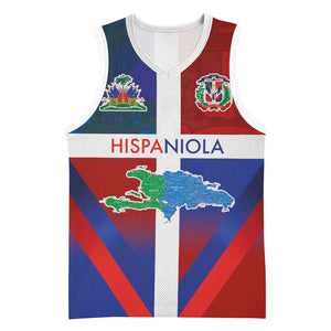 Hispaniola Basketball Jersey Haiti and Dominican Republic Emblems and Flag Style LT03