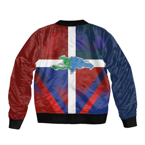 Hispaniola Bomber Jacket Haiti and Dominican Republic Emblems and Flag Style