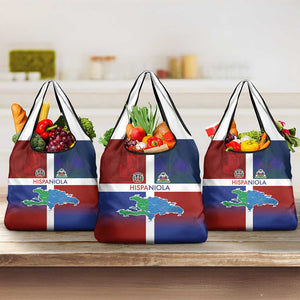 Hispaniola Grocery Bag Haiti and Dominican Republic Emblems and Flag Style