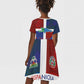 Hispaniola Kid Short Sleeve Dress Haiti and Dominican Republic Emblems and Flag Style