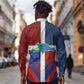 Hispaniola Long Sleeve Button Shirt Haiti and Dominican Republic Emblems and Flag Style
