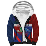 Hispaniola Sherpa Hoodie Haiti and Dominican Republic Emblems and Flag Style