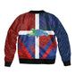 Hispaniola Sleeve Zip Bomber Jacket Haiti and Dominican Republic Emblems and Flag Style