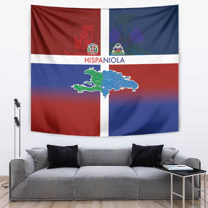 Hispaniola Tapestry Haiti and Dominican Republic Emblems and Flag Style