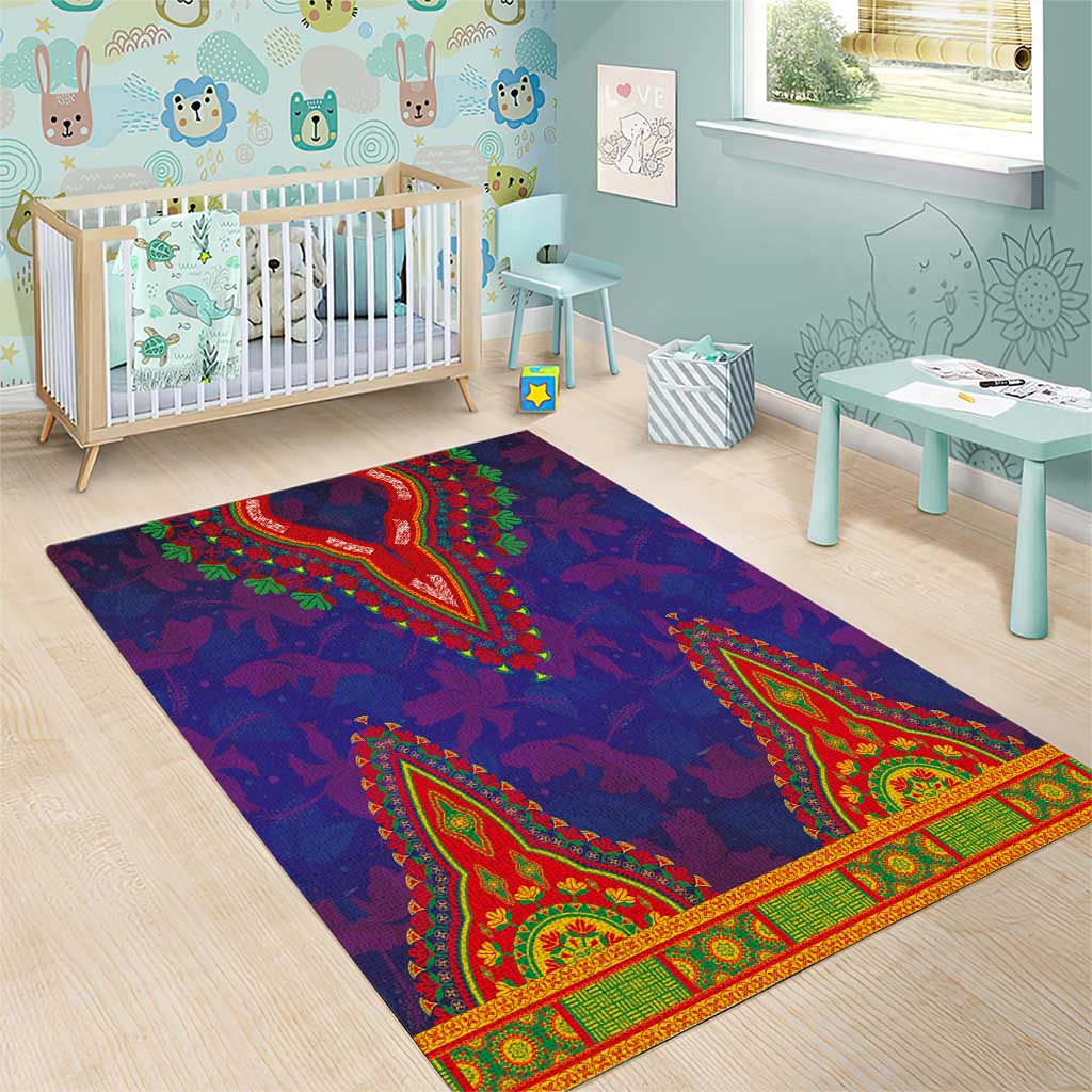 Haiti Area Rug Choeblack Dashiki Style Blue Color
