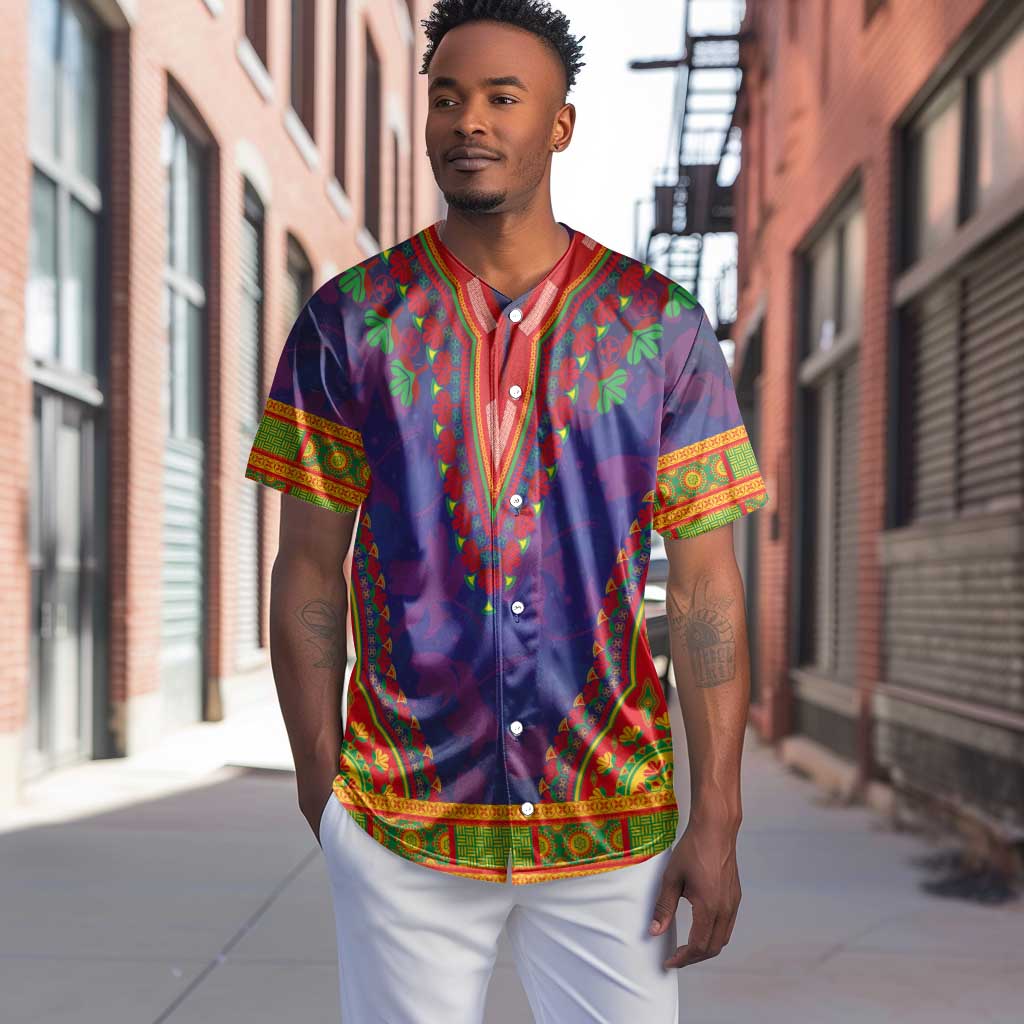 Haiti Baseball Jersey Choeblack Dashiki Style Blue Color