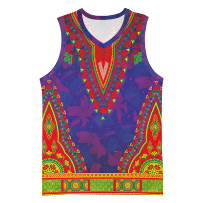 Haiti Basketball Jersey Choeblack Dashiki Style Blue Color LT03