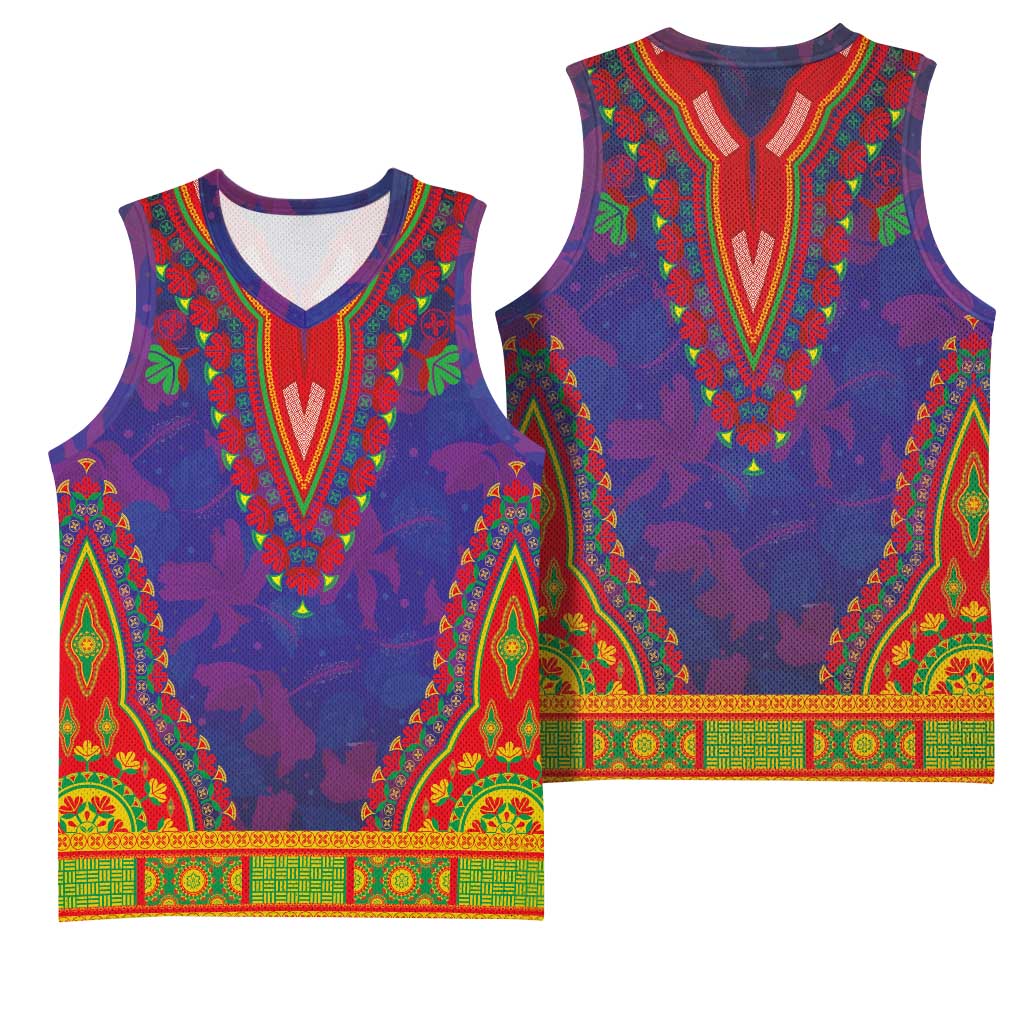 Haiti Basketball Jersey Choeblack Dashiki Style Blue Color LT03